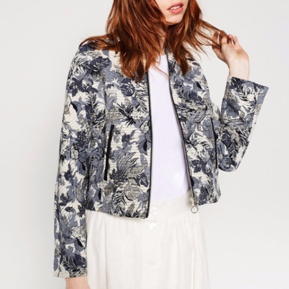 ZARA PRINTED JACQUARD BOMBER JACKET NEW WITH TAGS MEDIUM
